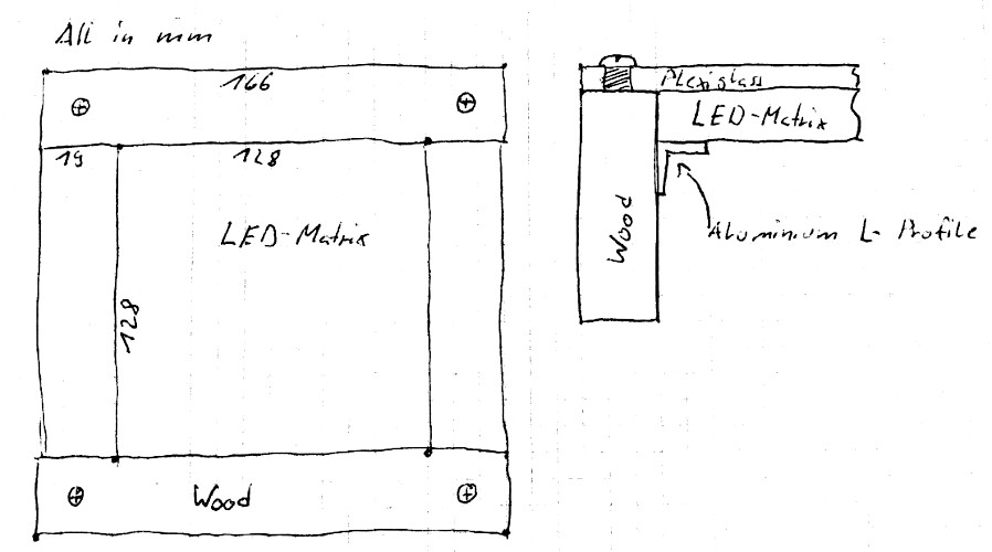 a hand-drawn sketch of the physical assembly of the panel